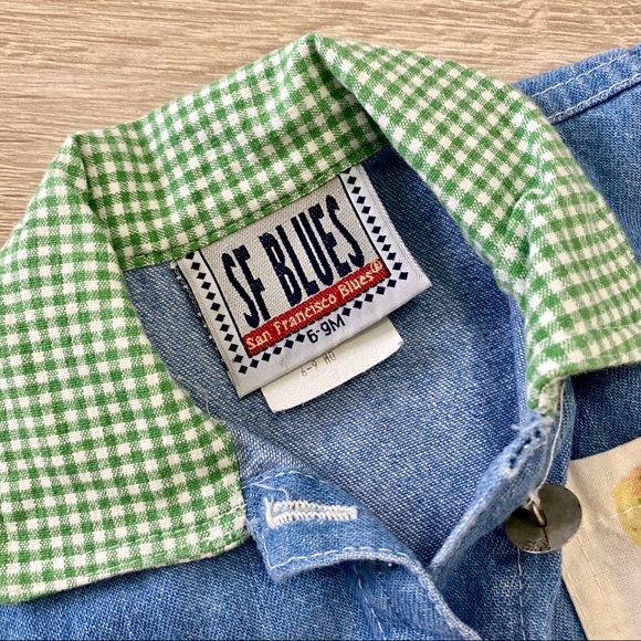 Vintage SF Blues denim fruit romper 6-9 months - Picture 5 of 5